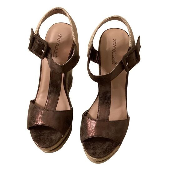 Shoe Dazzle Hanni Platform Wedge Sandals Sz 10 - Picture 7 of 11